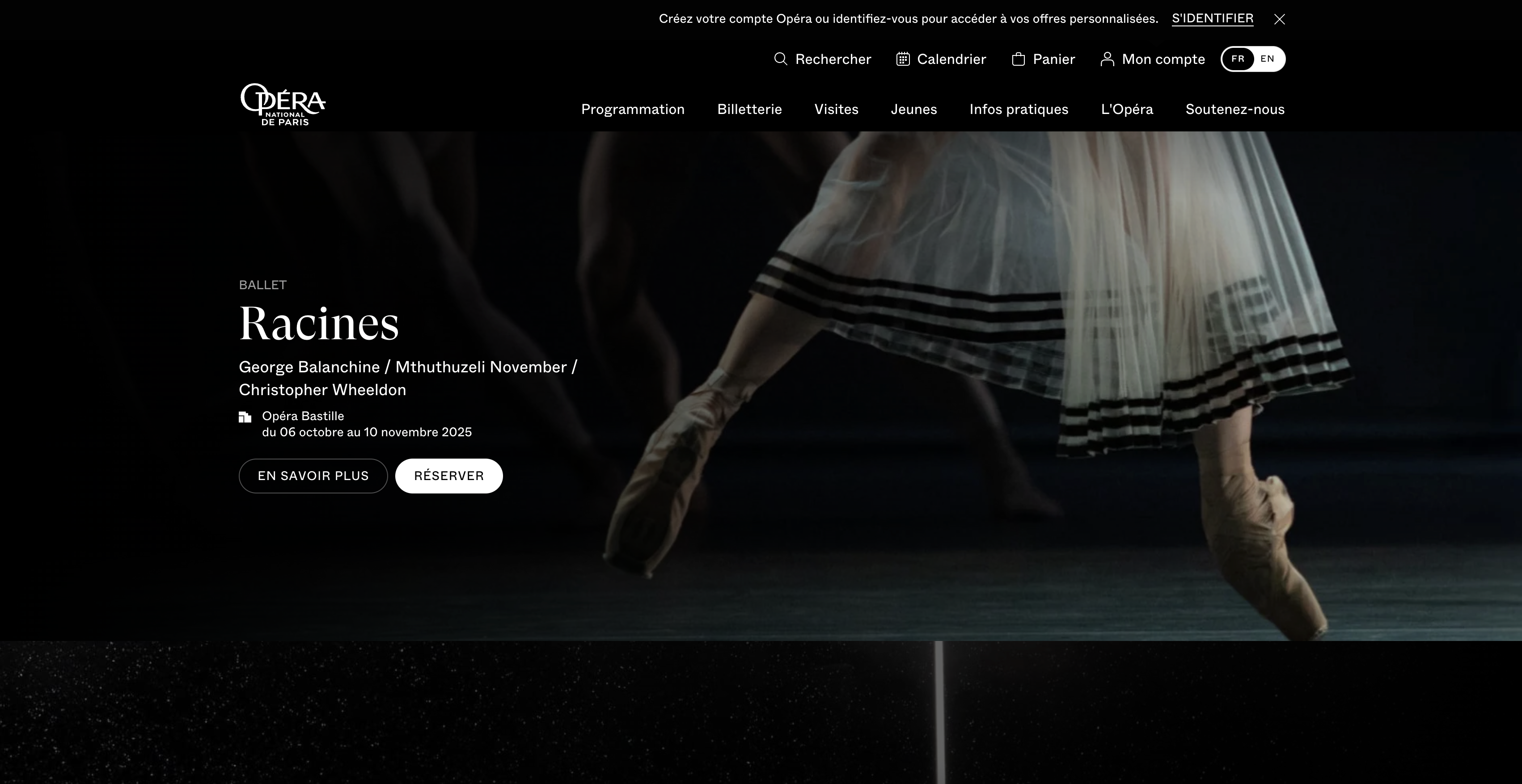 Image de la page d'accueil du site de l'Opéra de Paris